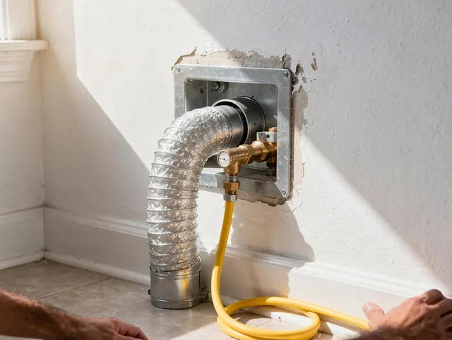 Middletown Dryer Vent Cleaning certified technician performing specialized gas dryer vent cleaning in Middletown